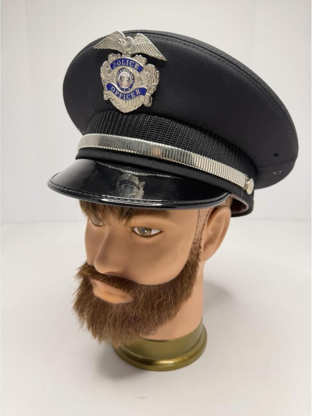 Vintage Midway Size 7-1/2 Cap w/ Smith & Warren Police Officer Hat Badge P127